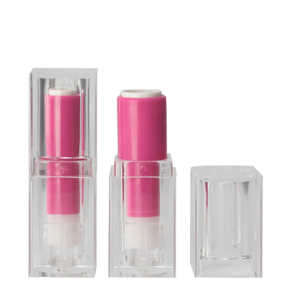 化粧品包装用の正方形のプラスチックピンクの空の口紅チューブ