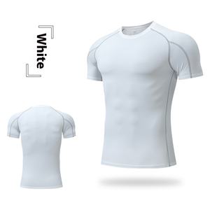 Camiseta <span class=keywords><strong>de</strong></span> manga corta <span class=keywords><strong>de</strong></span> secado rápido <span class=keywords><strong>de</strong></span> compresión para hombre, camiseta sólida <span class=keywords><strong>de</strong></span> 180 gramos para <span class=keywords><strong>Amazon</strong></span> Sports Running Training Basketball Fitness Shirt - Product Image 6