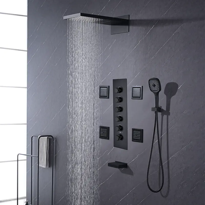 Высококачественный черный дождевой Душ смеситель для ванной комнаты дождевой горячей и холодной воды смеситель для душа