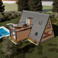Casa prefabricada modular con Marco en A de lujo personalizada con terrazas, villas triangulares de baja altura, balcón para casas prefabricadas de hotel