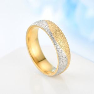 Fashion 6mm Stainless Steel Luxury Frosted Room Gold Ladies Diamond <b>Ring</b> Lovers <b>Couple</b> <b>Ring</b> Fashion Jewelry Finger <b>Rings</b> - Product Image 6