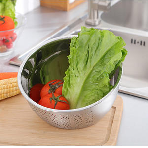 Colador de cocina de fondo oblicuo 304 de acero inoxidable coreano de alta calidad al por mayor para colar frutas y verduras - Product Image 3