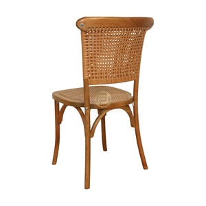 Silla Nórdica Retro de Madera Maciza con Gel Antideslizante, Patas Silenciosas y Respaldo de Ratán para Hogar, Comedor, Balcón o Villa - Product Image 6