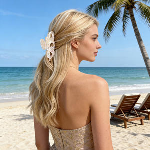 Pinces à cheveux en PVC holographique de 11 cm, moyennes, élégantes, motif <span class=keywords><strong>pieuvre</strong></span> océanique, antidérapantes, accessoires capillaires rouges pour les vacances - Product Image 2