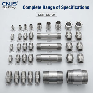 <span class=keywords><strong>CNJS</strong></span> poli acier inoxydable 201/304/316 raccord de tuyau de mamelon mâle femelle long/court filetage hexagonal basse pression pour la connexion - Product Image 1