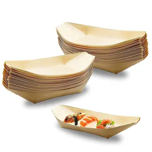 Customized Different Size Japanese Luxury Disposable Orginal Wooden Aspen Sushi Boat For Food