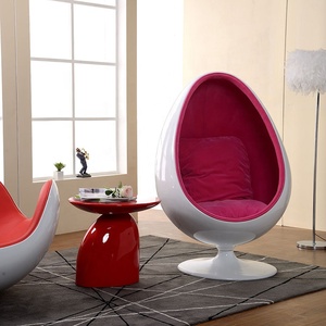 Modern Classic Swivel Fiberglass Ball Oval <strong>Pod</strong> <strong>Chair</strong> Tufted Fabric Cushion Arm for Home Office Living Room Hotel Park Egg <strong>Chair</strong> - Product Image 3