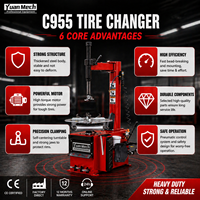 Machine à changer les pneus YuanMech C955 certifiée CE, semi-automatique, pneumatique, à bras oscillant, pour pneus de 10 à 22 pouces, avec moteur de 0,75 kW à 1,1 kW
