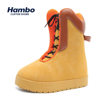 Bottes de neige montantes mi-mollet pour hommes, idéales pour la marche en extérieur, style urbain jaune vif, personnalisées, tendance, antidérapantes avec doublure en maille
