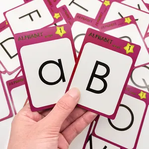 Grosir 26 Huruf Pembelajaran Bahasa Inggris Cetakan Kustom Alfabet Memori ABC Huruf Flash Card untuk Anak-anak