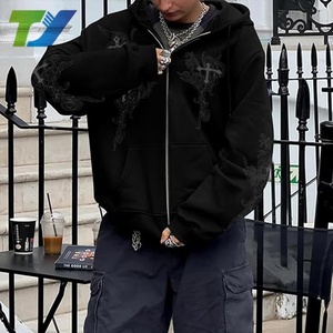 Zip up Hoodies Y2k Jacket Graphic Gothic Jackets Grunge Cross Hoodie Baggy Streetwear <strong>Emo</strong> Sweater Aesthetic <strong>Clothes</strong> - Product Image 1