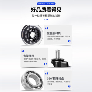Furniture Caster 3-Inch Transparent Silent PU <b>Wheel</b> Spring Clip Precision Ball Bearing Modern Design Bedroom Use - Product Image 1
