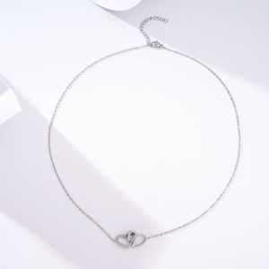 PVD <strong>Gold</strong> Plating Minimalist Stainless Steel Love Knot Jewelry <strong>Double</strong> Love Heart Interlocking <strong>Necklace</strong> for Women Anniversary Gift - Product Image 5
