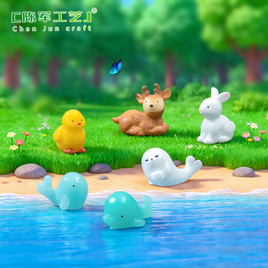 Ornements en résine de petits animaux de dessin animé (Dauphin, Léopard), accessoires cadeaux pour micro-paysages, artisanat de <span class=keywords><strong>chat</strong></span>, de renard et de lapin - Product Image 2