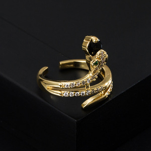 Anel punk de dedo 18k para homens e mulheres, anel gótico ajustável de animais, cobra, anel de zircônia - Product Image 5