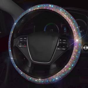 38cm Universal coche SUV transpirable antideslizante Bling diamantes de imitación volante cubierta <span class=keywords><strong>para</strong></span> <span class=keywords><strong>mujer</strong></span> chica con cristal diamante brillante - Product Image 2