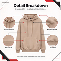 Hoodie Pria Desain Khusus Ukuran Besar dengan Tali Serut dan Detail Rib untuk Streetwear Kasual dan Layering Sehari-hari
