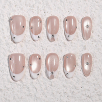 Faux ongles press-on œil de chat hexagramme, couvrance totale, pré-conçus, fabrication chinoise, 10 pièces