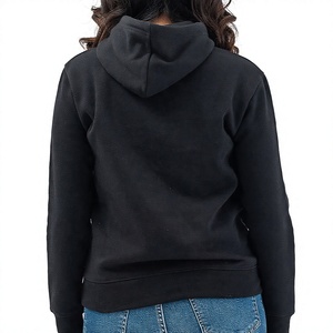 Sudadera con Capucha Negra, Color Sólido, Tejido French Terry, Manga Regular, Ropa Casual de Otoño para Hombre - Product Image 2