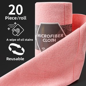 20pcs/Rolls Reusable Cleaning <b>Wipe</b> Household Kitchen Cloth Microfiber Towel Rolls Dish Rags Wash Paper Towel Replacement - Product Image 2