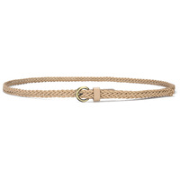Robe élégante vintage pour femmes avec taille fine tressée Bronze-boucle PU embelli ceinture fourrure matériel alliage pour boucle
