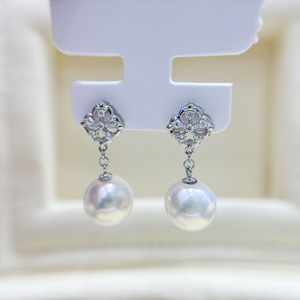 Accesorios de Plata S925 para DIY con Perlas, Joyería de Plata de Moda, Aretes con Cuentas Redondas de 9-15 mm y Bandeja Vacía 22244 - Product Image 2