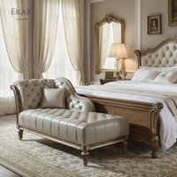 Banc de bout de lit en cuir capitonné EKAR Sovereign |   Chaise longue de style américain de luxe