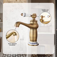 Robinet de lavabo mural en cuivre GEASAM, finition antique, monocommande, cartouche céramique, pour distributeur