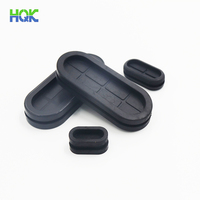 Passe-câble en caoutchouc de silicone de forme ovale double face Passe-câble en caoutchouc noir