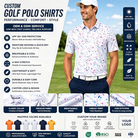 Polo de golf pour homme, imprimé abstrait effet éclaboussures de peinture, respirant, léger, à séchage rapide, anti-humidité, logo personnalisé