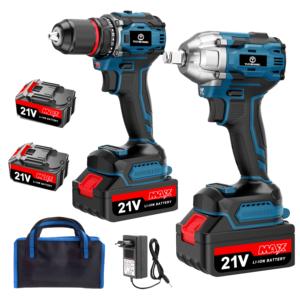 Juego de 2 Herramientas Eléctricas Inalámbricas: Taladro y Llave de Impacto con Batería de Litio y Motor sin Escobillas - Product Image 2