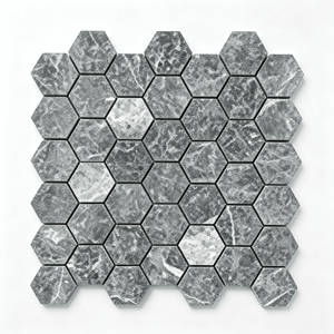 Plaque de mosaïque hexagonale en marbre vert foncé, 305x298mm, épaisseur 10mm, pour la décoration des murs et sols intérieurs - Product Image 4