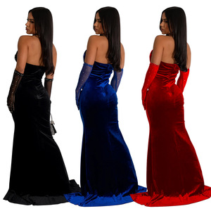 <span class=keywords><strong>Robe</strong></span> de soirée élégante pour <span class=keywords><strong>femme</strong></span>, longue, sans manches, en polyester, avec col halter et laçage, fente avant, pour bal de promo - Product Image 3
