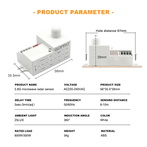 800W/300W lò vi sóng Radar cảm biến chuyển động AC220V 5.8GHz 360 độ chiếm Detector Quy Nạp chuyển đổi tường/trần ánh sáng - Product Image 2
