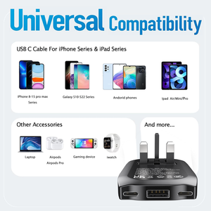 Nouveau chargeur USB 65W pour l'Arabie Saoudite, charge rapide, compatible avec plusieurs appareils, <span class=keywords><strong>noir</strong></span> - Product Image 3