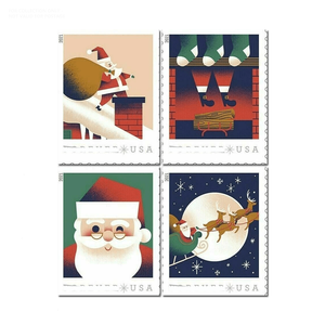 Étiquettes autocollantes rectangulaires en PVC imperméables à séchage rapide, thème <span class=keywords><strong>de</strong></span> Noël 2020, style vintage, pour timbres postaux - Product Image 5