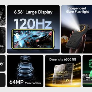 Ulefone Armor X31 Pro, Teléfono Inteligente Resistente con Octa Core, CDMA, 5G, 8+256GB, Pantalla de 6.56 Pulgadas, Visión Nocturna de 25MP, Cámara Principal de 64MP, Batería de 6050mAh, Android - Product Image 4