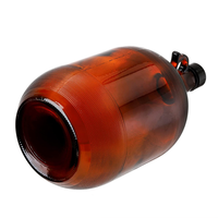 Pichet en verre ambré de 1 gallon avec couvercle à bouchon à vis et joint bouteille de fermentation vide pour brandy emballé dans un carton