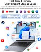Portátil para Juegos Ultrafino de 15.6 Pulgadas, Intel I5 12450H, 16GB, SSD M.2, Carcasa Metálica, Reconocimiento de Huellas Dactilares, 165Hz, GDDR4, Retroiluminado