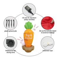Décorations de jardin pour Pâques, accessoires pour fête, carottes gonflables, lapins, figurines gonflables lumineuses à LED
