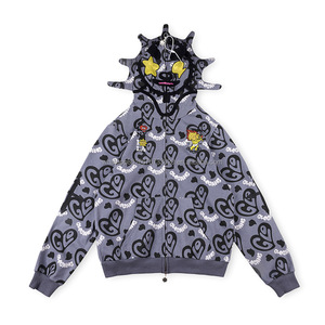 Người Đàn Ông Của Quần Áo Chất Lượng Hàng Đầu 100% Cotton Zip up Hoodies Áo Nỉ Tracksuits Đường Phố Cao Cổ Điển Nặng Glo Gang Cho Nam Giới - Product Image 6