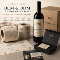 Etiquetas Personalizadas para Botellas de Vino, Adhesivos en Rollo con Relieve en Dorado, Resistentes al Agua, Proveedor de Impresión de Etiquetas de Lujo para Empaques de Viñedos