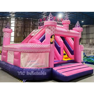 Castillo Inflable Personalizado con Tobogán, Diseño de Princesa <span class=keywords><strong>Disney</strong></span>, Color Rosa, de Grado Comercial para Parques Temáticos - Product Image 1