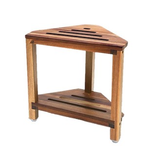 Estante de Almacenamiento Triangular de Madera Maciza de Doble Capa, Montado en la Esquina, Independiente, Duradero, para Baño, Color Trigo, de 8 a 11.9 Pulgadas de Profundidad - Product Image 5