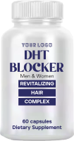 Formule de croissance capillaire en capsules DHT, emballage OEM, biotine, vegan, bloqueur de DHT, 60 capsules, pilules contre la perte de cheveux pour femmes et hommes