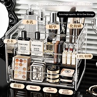 Boîte de rangement cosmétique transparente multicouche avec poignée, organiseur de maquillage pour coiffeuse et chambre à coucher