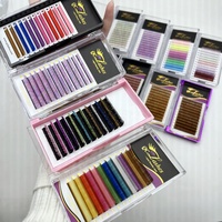 Plateaux d'extensions de cils en gros, marque privée, 0.03 CC, courbure D, super doux, marron, Easy Fan, volume russe, en cachemire, colorés