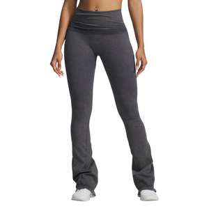 Leggings acanalados sin costuras de cintura alta para yoga, pantalones deportivos elásticos acampanados de color liso para mujer - Product Image 1