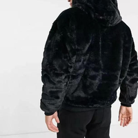 Personnalisé Hiver Mode Fausse Fourrure Fluffy Sweat À Capuche Doux Confortable Velours Noir Chandails À Capuche Hommes
