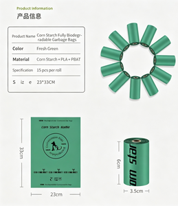 Sacs à déjections canines 100 % biodégradables/compostables à domicile, écologiques, en amidon de maïs, sacs à déjections pour animaux de compagnie biodégradables, 1,5 fibre, 8 rouleaux - Product Image 3